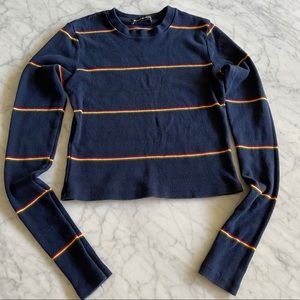 Brandy Melville Long Sleeve Striped Crop Top